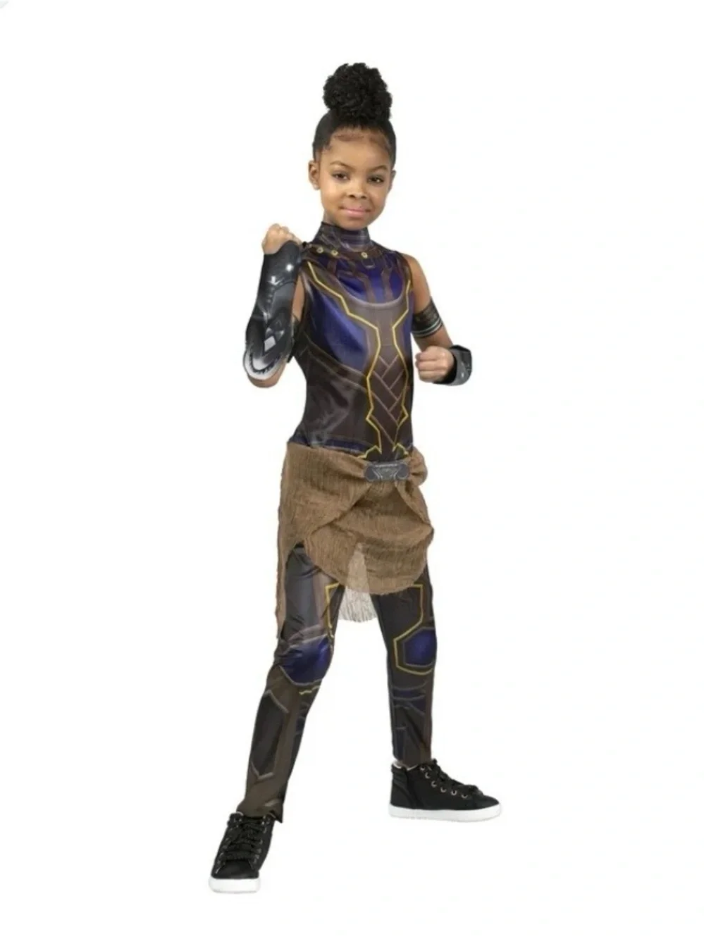 Marvel Black Panther Superhero Costume size L 10-12 comes with arm bands